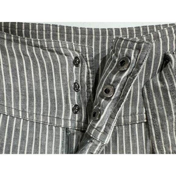 Sundance Womens Pants Size 8 (32x31.5) Linen Blend Gray Striped Belted Wide Leg - Picture 6 of 9